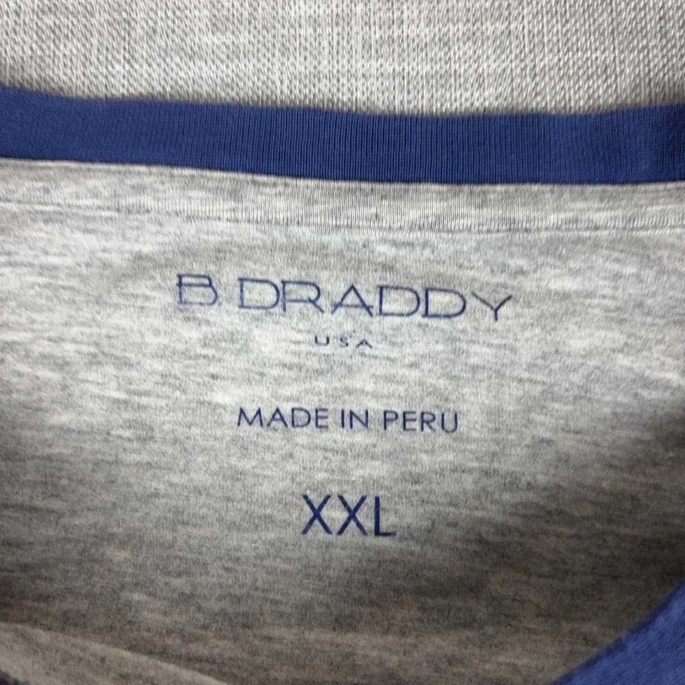 B. Draddy Shirt Mens 2XL Gray Vasari Raglan Long Sleeve Baseball Tee Tagless
